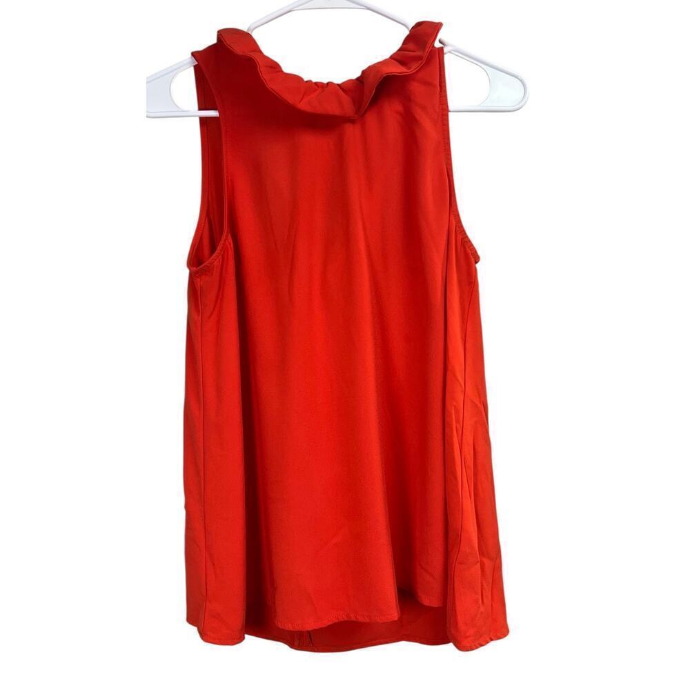 Mudpie Eloise Ruffle Neck Sleeveless Orange Women's Top Tie Back Small
